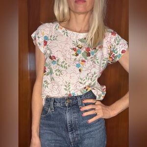 Vintage Floral Crop Boxy Top